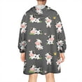 thumbnail image 2 of Wearable Oversized Blanket,Dark Gray Cow Emotion Pattern Wearable Blanket Hoodie for Adults,Cozy Hooded Blankets with Super Pockets,Super Warm Fuzzy Pullover for Women & Men, 2 of 6