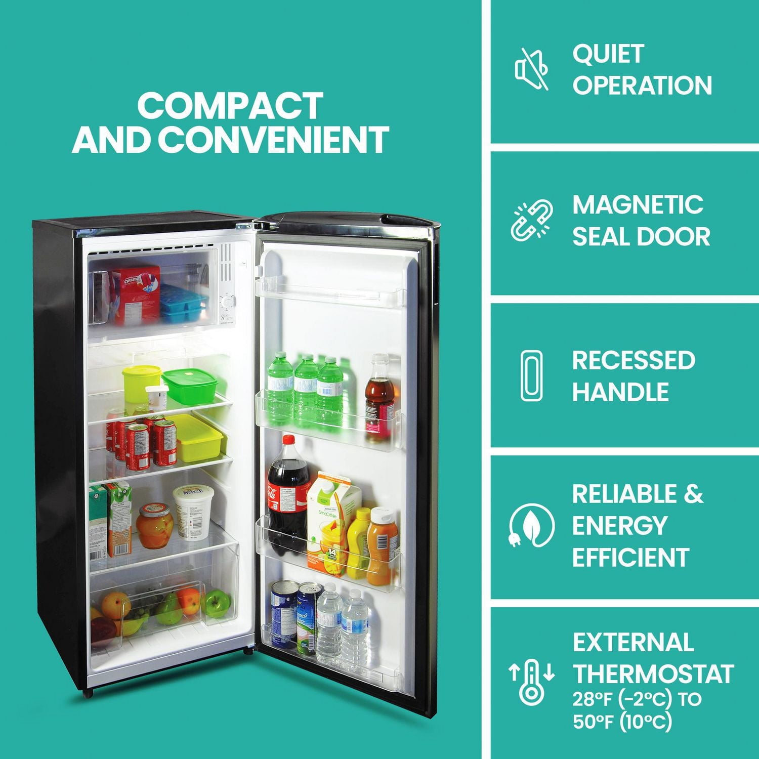 Koolatron Réfrigérateur compact en acier inoxydable de 6,2 pieds cubes avec congélateur, mini-réfrigérateur de grande capacité, argent