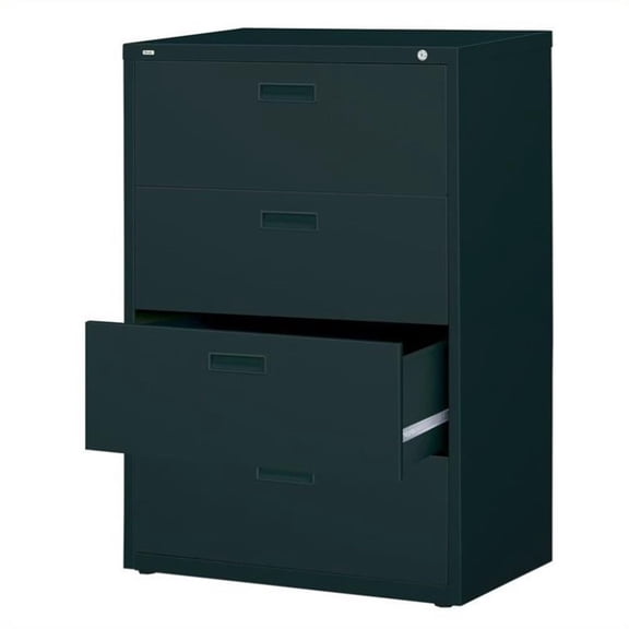 Hirsh 30 Inch Wide 4 Drawer Metal Lateral File Cabinet for Home and Office, Holds Letter, Legal and A4 Hanging Folders, Black