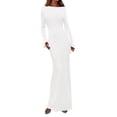 thumbnail image 1 of Vestido PRETTYGARDEN de Manga Larga Maxi de Punto Acanalado Blanco Talla L, 1 of 8