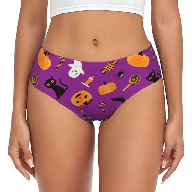 Fotbe Halloween2 Calzones Estampados para Mujer – Ropa Interior de Algodón, Cómoda, Suave y Elástica-Medium