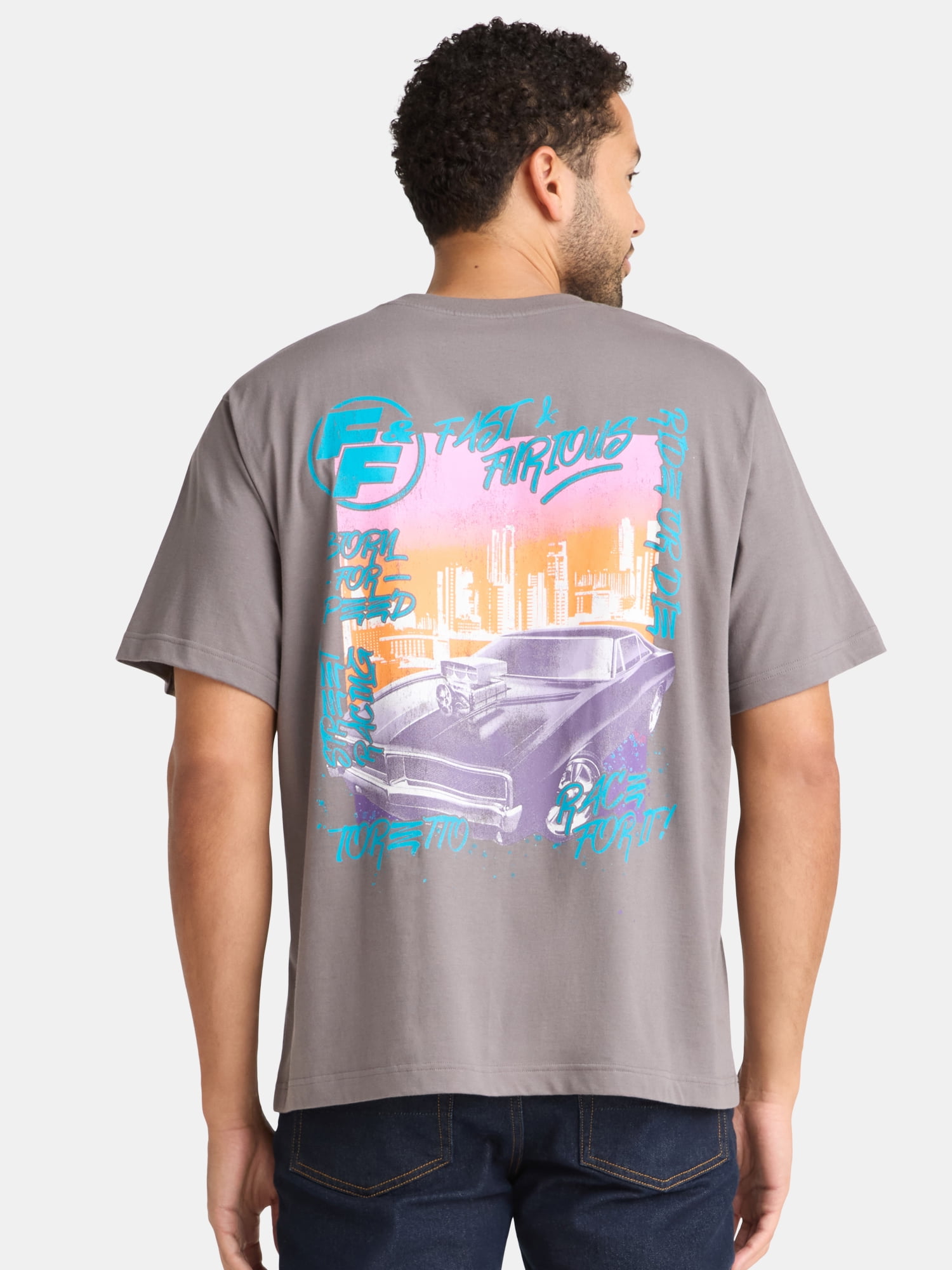 Fast & Furious Men's and Big Men's Front Back Graphic Tee with Short Sleeves, Sizes S-3XL