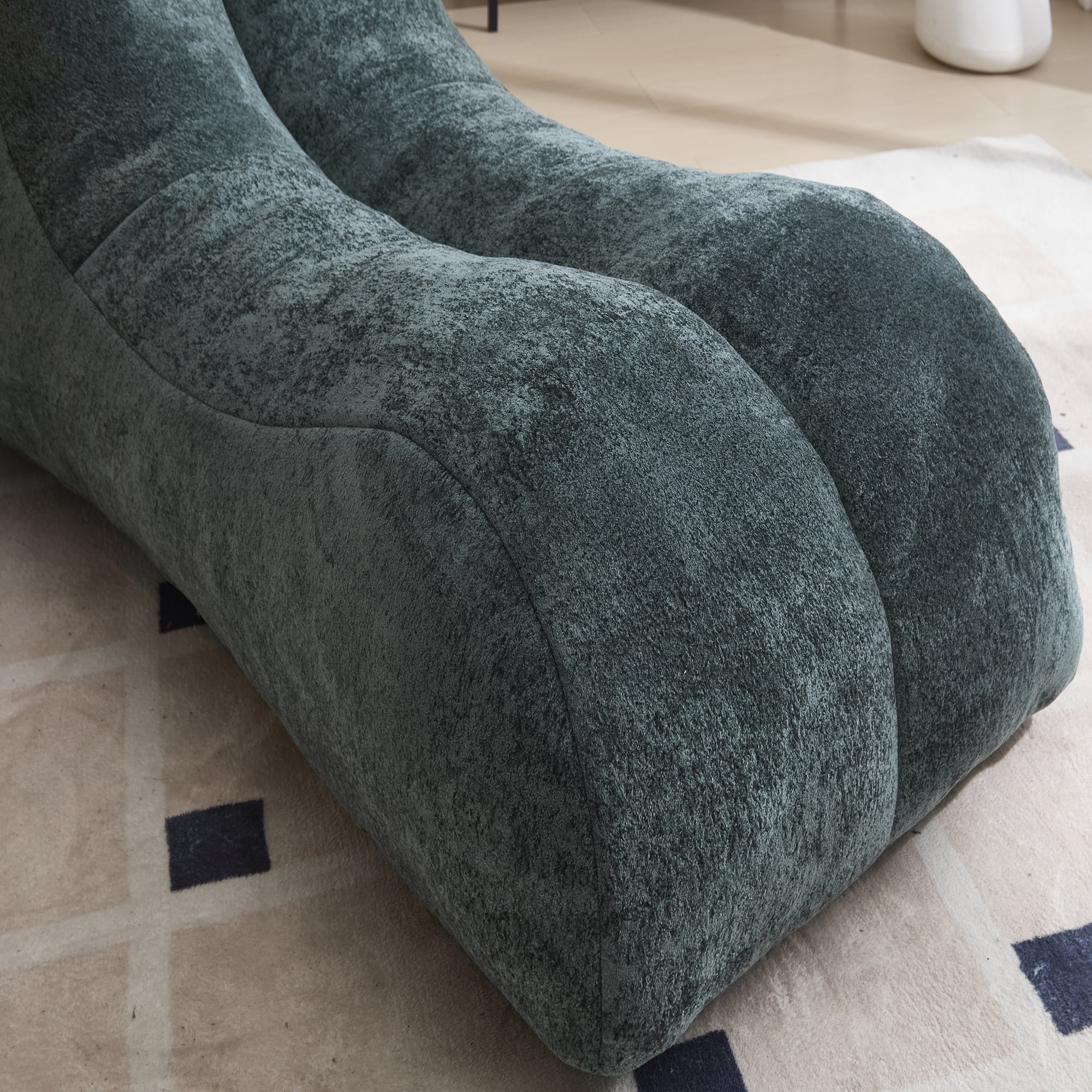 Ultra Soft Bean Bag Sofa Chair for Adults, Large Ergonomic Lounger with High-Resilience Sponge Filling, Light Blue Accent Chair for Living Room & Bedroom