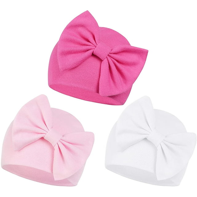 Gorros para recién nacidos para niñas Lindos gorros con lazo para bebé Gorro para recién nacido Gorro suave para recién nacido