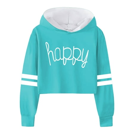 

Rgdypko Girls Casual Long Sleeve Sweatshirt Tops Sweatshirts Kids Loose Active Full Sleeve Hooded Pullover Letter Print Striped Teen Crop Relaxed Fit Tops