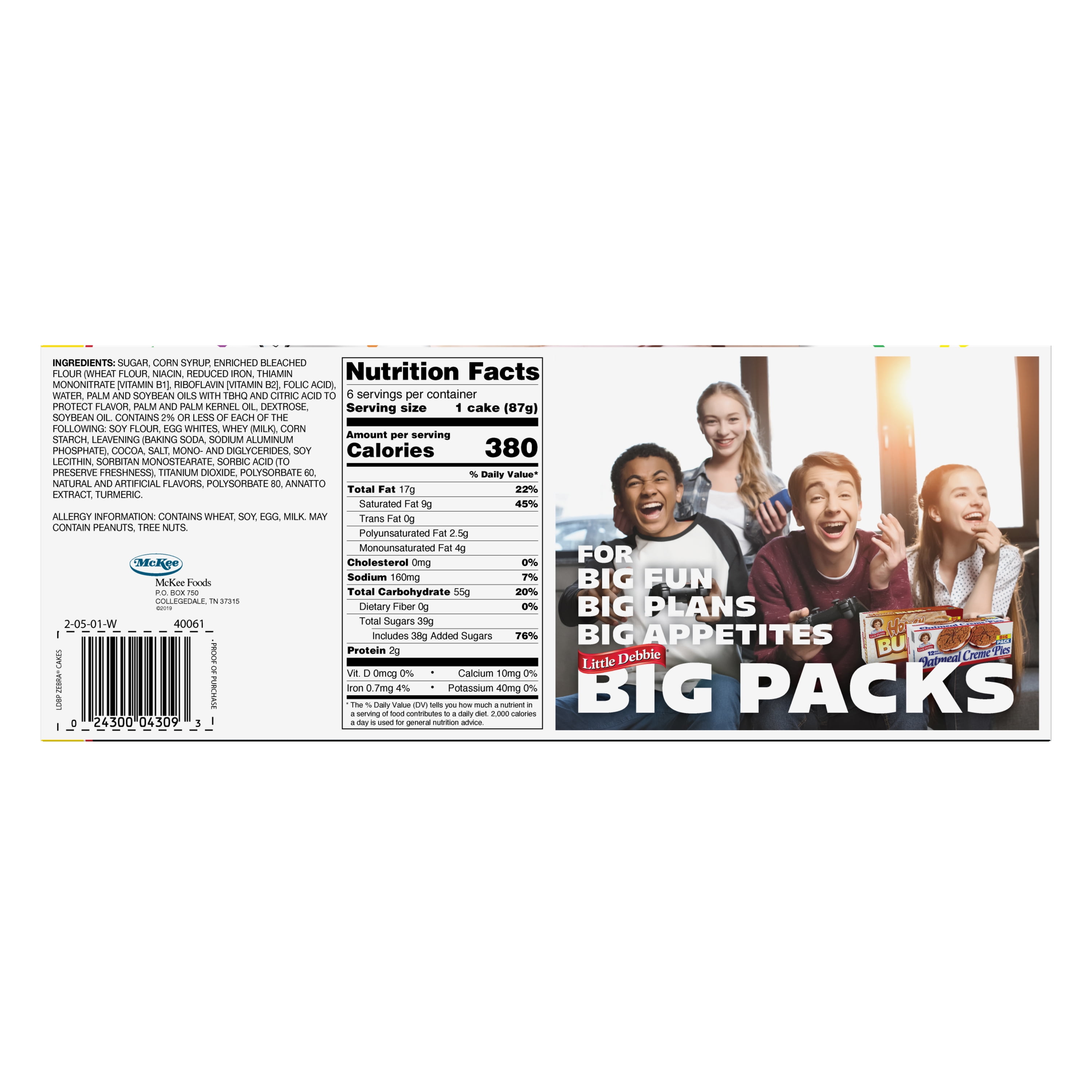 Little Debbie Big Pack Zebra Cakes, 6 Individually Wrapped Cakes, 18.4 oz. (3 Packs) Free Gift From Winrock Store