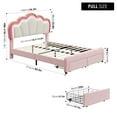 thumbnail image 4 of Homfa Full Size LED Bed Frame with Storage Drawers, Velvet Upholstered Platform Bed with Adjustable Petal Headboard, RGB LED Lights Bed for Bedroom, Pink, 4 of 9