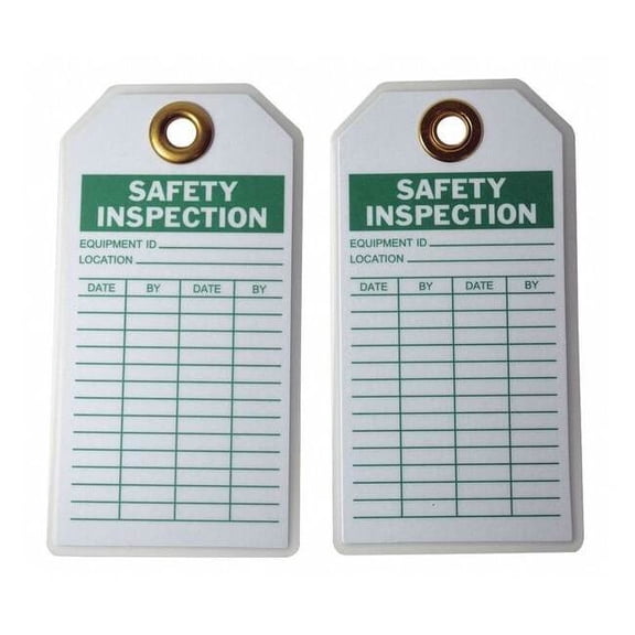 Tag, Safety, Polyester, 3 in H x 5 3/4 in W, White, Rectangle, 10 PK