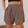 thumbnail image 2 of Shorts for Women Elastic High Waist Baggy Fleece Casual Athletic Running Shorts with Pockets, 2 of 6