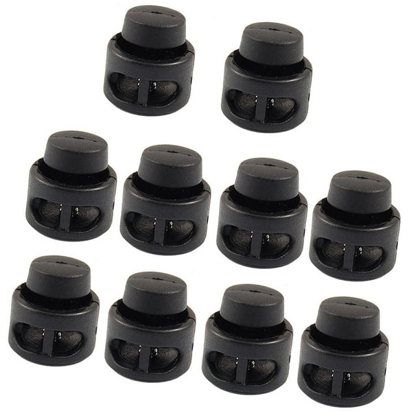 Tapones de plástico Uxcell para cordones de 2 agujeros para tienda 10 Pcs Negro