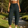 thumbnail image 5 of JUUNthy Womens Jogger Pants, with Pockets Loose Casual Elastic Drawstring Waist Fashion Cropped Sweatpants Light Blue M, 5 of 12