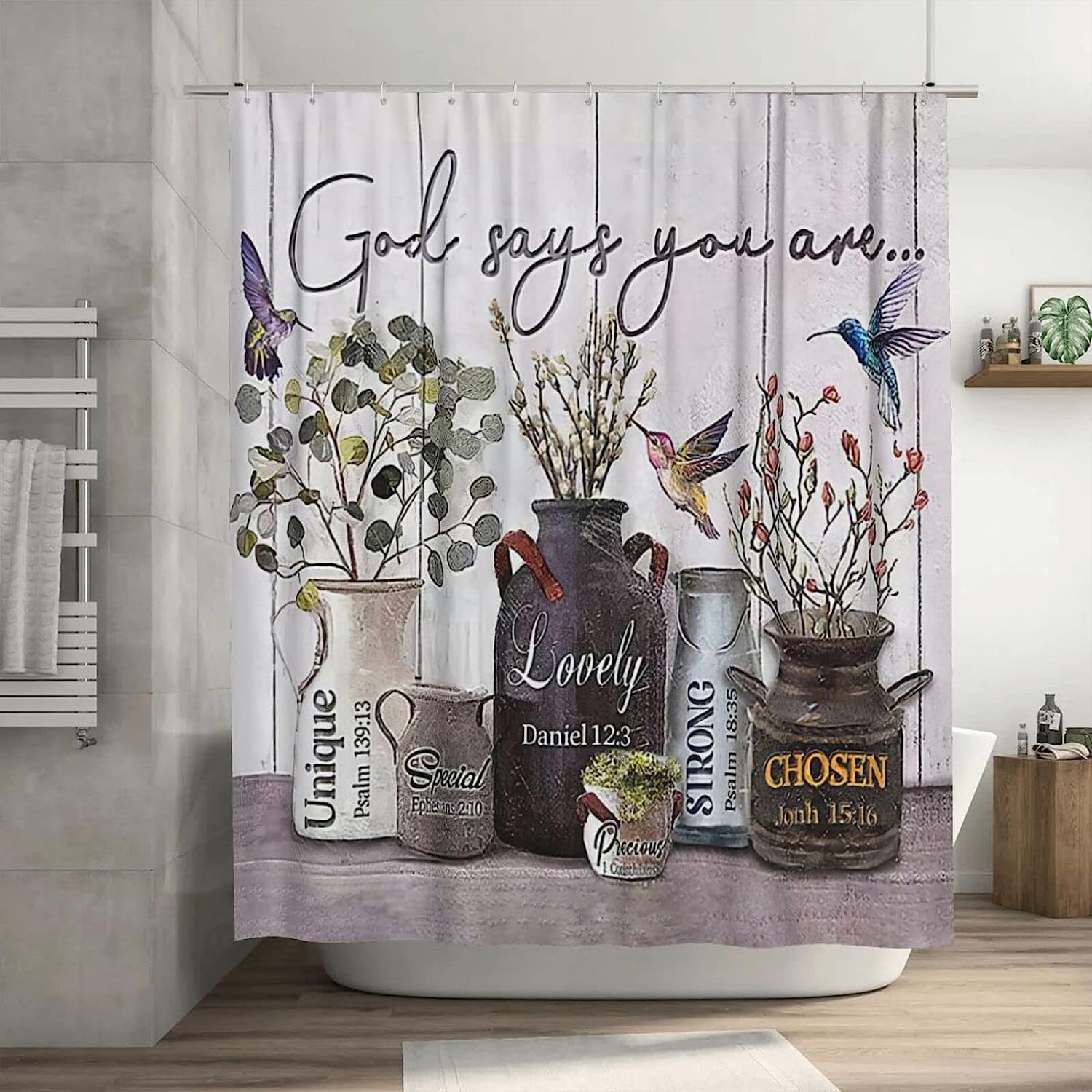 JOOCAR Farmhouse Shower Curtain Christian Bible Verses Shower Curtain