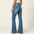 thumbnail image 4 of Karymi Women's Pants High Waist Multi Button Flare Jeans, Button Fly Belt Loops Full Length Bootcut Denim Trousers, Square Patch Front Pockets Jean Shorts, 4 of 6