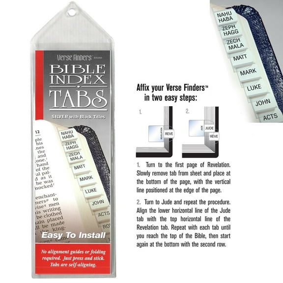 G T Luscombe 125854 Bible Tab Verse Finders Horizontal Thin Pack Silver