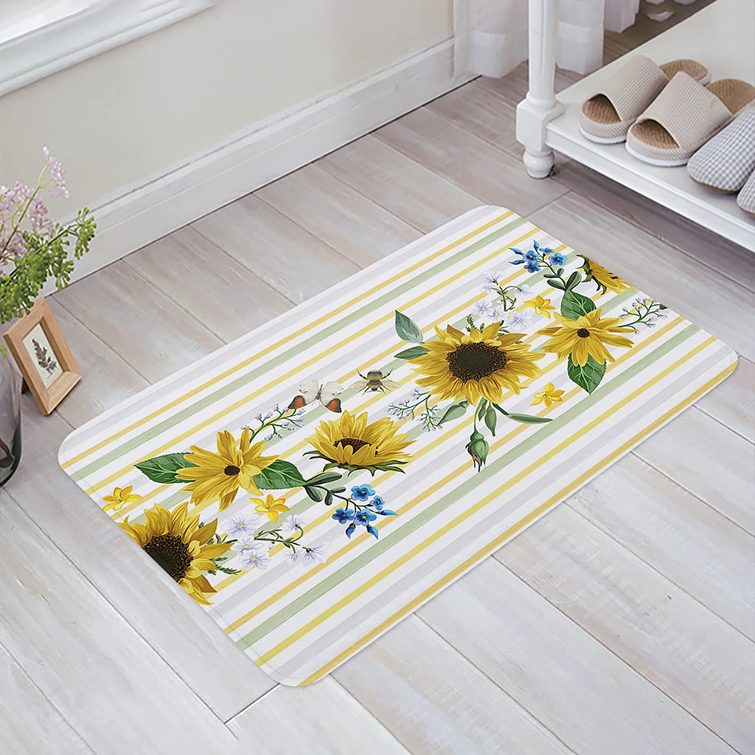 Outdoor Rug 20x32in Area Rug Rustic Sunflowers Farm Honey Bees You My