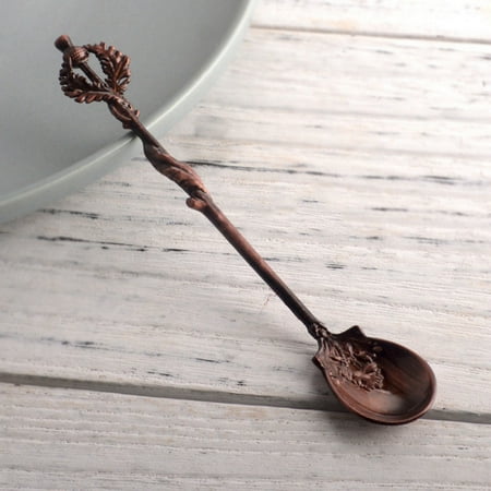 

Zinc Alloy Retro Coffee Spoons Tableware Thistle Leaf Stirring Tea Spoon Silverware