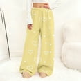 thumbnail image 2 of Women's Flannel Pajama Pants Elastic Waist Wide Leg Fuzzy Lounge Pants with Pockets Valentine's Day Winter Sleepwear Causal Sleep Pj Bottoms Pants, 2 of 8