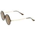 thumbnail image 4 of zeroUV Unisex Retro Thin Frame Slim Metal Temples Flat Lens P3 Round Sunglasses 43mm (Tortoise-Gold / Brown) - 43mm, 4 of 5