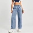 thumbnail image 4 of Qulqfy Baggy Womens Jeans 2026 High Waisted Stretchy Blue Wide Leg Straight Leg Petite Denim Pants XL, 4 of 9