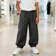 thumbnail image 2 of Nilvkv Boys Baggy Sweatpants, Boys Pants, Lightweight Cuffed Joggers with Contrast Drawstring Waist and Side Pockets, ready for Outdoor Travel Gray 9-10 Years, 2 of 7