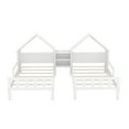 thumbnail image 5 of Euroco Twin Size Wood House Platform Bed, Two Beds in One with Desk and Shelf, 2 Platform Beds for More Kids, White, 5 of 13