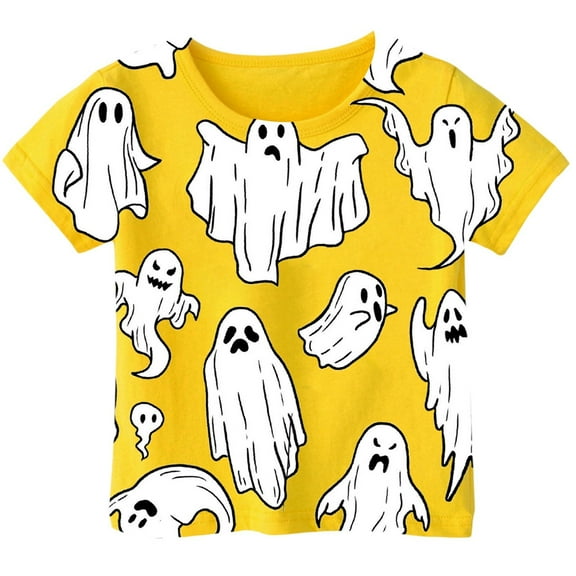 Kids Halloween T-Shirt Themed Short Sleeve Top For Girls Boys Childrens Party Outfit