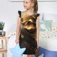 thumbnail image 4 of Balery Luxurious Gold Flow Camisón de princesa para niñas, pijama de algodón con mangas abullonadas, suave y bonito.-X-Large, 4 of 6