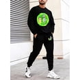thumbnail image 2 of 2 piezas de chándal informal para hombre, sudaderas con gráficos de dibujos animados y pantalones de chándal con cordón, 2 of 4
