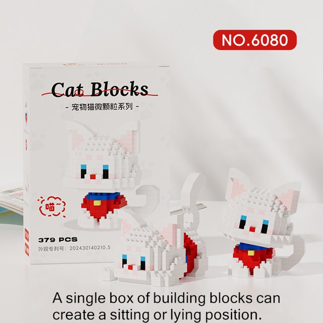 Bloques de construcción de micropartículas para niños, juguetes ensamblados Diy, Gato naranja, Gato Negro, regalo de rompecabezas