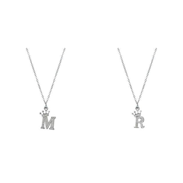 (2-Pack) Rinsvye 26 English Letters Full Long Necklaces for Women Jewelry Pendant Necklace for Women Heart initial Necklace Rhinestone Necklaces A Z 26 Alphabet initial Necklaces for Teen Gi