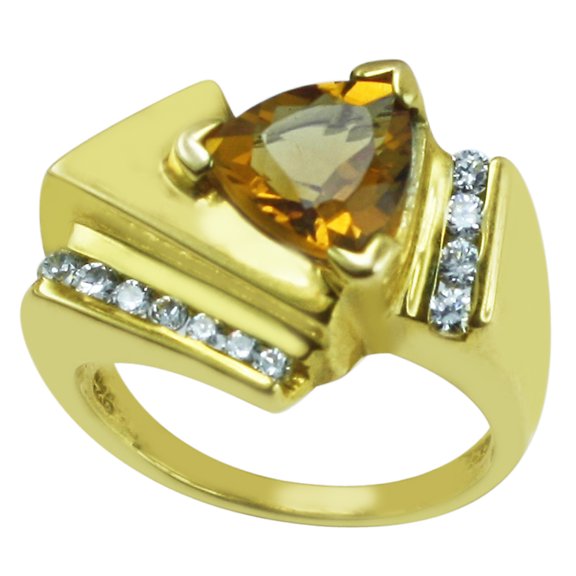 Carillon Classic Trillion Citrine 2.32 Ctw 925 Silver Solitaire Accents Women Love Ring Size US- 11.5