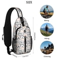 thumbnail image 5 of Sling Backpack,White Halloween Skull Pumpkin Pattern Crossbody Bag with Water Bottle Holder,Waterproof Sling Bag for Men/Women with Chest Phone Holder for Hiking,Travel, 5 of 6
