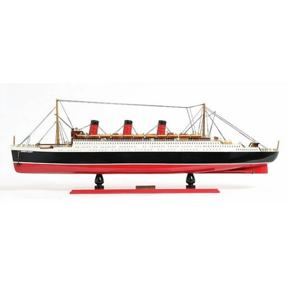 HomeRoots 401884 5 in. RMS Queen Mary Boat Hand Painted Decorative Boat, Black & Red