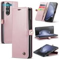 thumbnail image 1 of SaniMore for Samsung Galaxy Z Fold 5 (7.6" 2023) Case, PU Leather Auto-magnet Full Protection Flip Kickstand Card & Cash Slots, Retro Shockproof Anti-fall Wallet Business Shell, Pink, 1 of 10