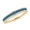 thumbnail image 1 of Angara Natural Blue Diamond Ring - Channel Set Princess Enhanced Blue Diamond Half Eternity Ring in 14K Yellow Gold for Women (Ring Size = 9.5), 1 of 7