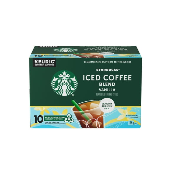 Vanilla Naturally Flavoured Iced Coffee Blend, K-Cups, Cold Brew Coffee Pods With Notes Of Vanilla, No Artificial Flavours, 100% Ethically Sourced Coffee, 115 g