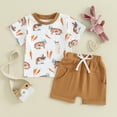 thumbnail image 4 of Douhoow Toddler Boy Easter Outfits Short Sleeve Bunny Carrot Print T-Shirt Elastic Waist Solid Shorts,2 Pieces Set,0-3 Years, 4 of 8