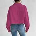 thumbnail image 4 of Corduroy Jacket Women, Yigetop Womens Cropped Corduroy Jacket Loose Button Down Long Sleeve Shacket Coat Jackets for Women Trendy Hot Pink XL, 4 of 9