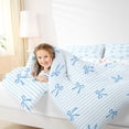 thumbnail image 3 of Erosebridal Blue Geometric Stripes Queen Comforter Set 3pcs For Teens,Kids Girls Kawaii Ribbon Bow Bedding Comforter Set,Blue White,Ultra Soft Home Decor, 3 of 6