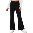 thumbnail image 6 of XIYON Girls Pants Solid Color Ruffled Flare Pants Kids Comfortable Trousers for Play and Everyday Wear, 6 of 6