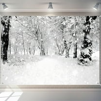 7x5FT Frozen White Snow Forest Path Winter Xmas Backdrop For Photo Booth