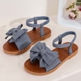 thumbnail image 5 of FRSASU Women's Bow Flat Sandals Dressy Open Toe Ankle Strap Summer Vacation Slides Shoes Gray, 5 of 7