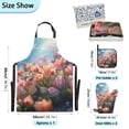 thumbnail image 3 of Tulips Flower and Water Drops 5 Pcs Kitchen Set Heat Resistant Oven Mitts and Non-Slip Pot Holders with Adjustable Cooking Apron, 3 of 6