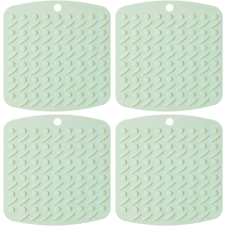 4 Pack Silicone Trivets for Hot Dishes, Dark Green Silicone Hot Pads Trivet  for Hot Pots