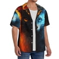 thumbnail image 2 of Fuzoiu Red And Blue Fire Cat Print Men's Casual Short,Men's Short Sleeve Shirt,Mens Casual Button Down Shirts,Cuban Collar Summer Shirt for Beach, Vacation, and Outdoor Activities-4X-Large, 2 of 5