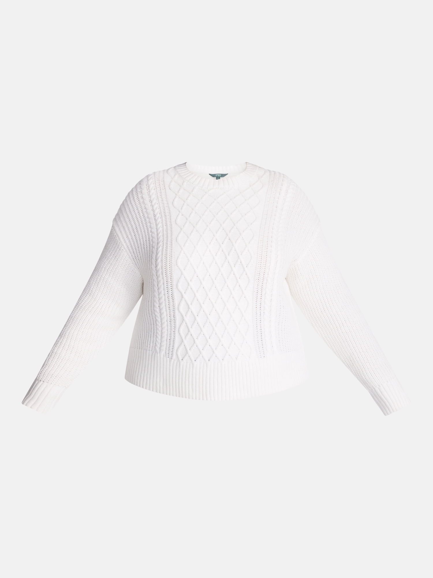 Terra & Sky Women's Plus Knit Crewneck Pullover Sweater, Midweight, Sizes 0X-5X