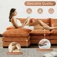 thumbnail image 5 of BISHE U-Shaped Sectional Cloud Sofa, 110" Chenille Modular Couch with Double Chaise, 4-Seater Comfy Sleeper Sofa for Living Room, Modern Oversized Upholstered Furniture, Orange, 5 of 6