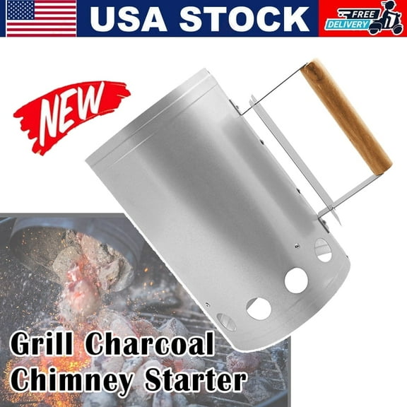Linsen-outdoors Charcoal Chimney Portable BBQ Chimney Starter For Outdoor Camping With Safety Wooden Handle