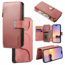 Detachable Magnetic Case Wallet For Samsung Note 20 Compatible with MagSafe Wireless Charging Phone Cover Multi Card Slots Cash Coin Zipper Pocket RFID Blocking For Samsung Galaxy Note 20, Pink