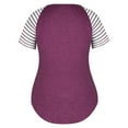 thumbnail image 5 of Hngshg Plus Size Tops for Women Short Sleeve Blouse Summer Splicing Stripe T-Shirt Casual Crew Neck Tees XL-5XL, 5 of 6